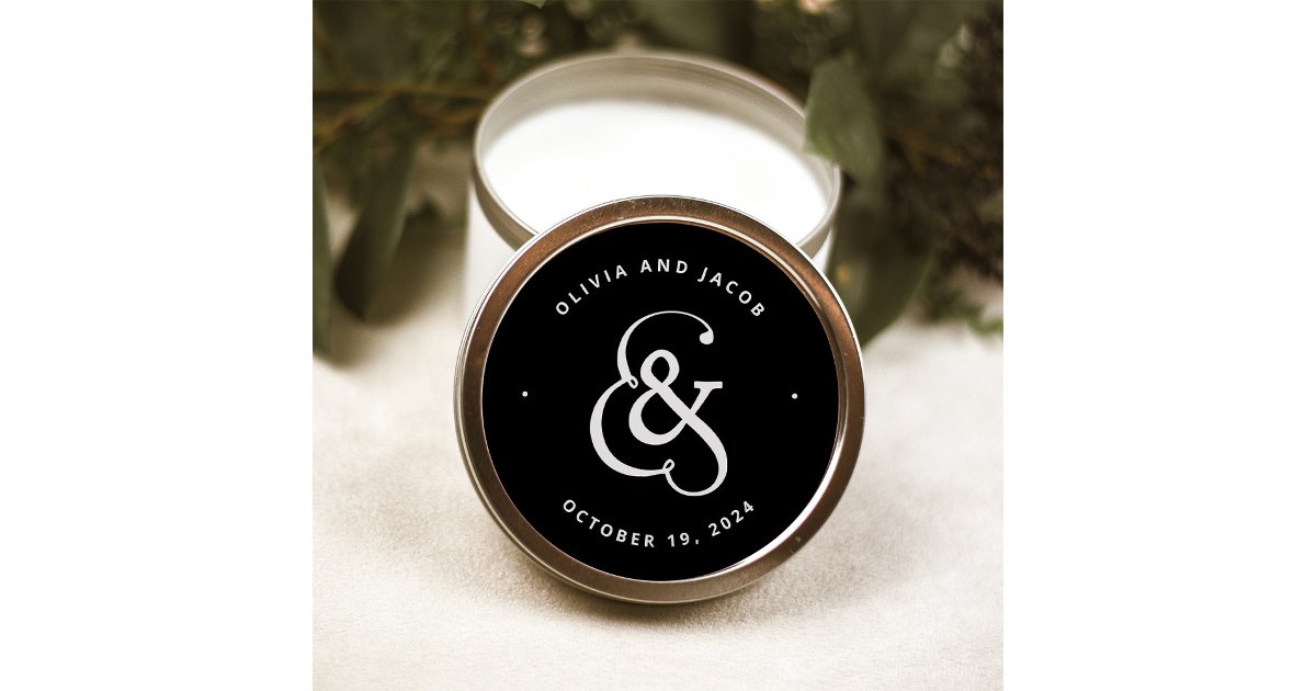 Whimsical Ampersand | Moody Black Wedding Classic Round Sticker | Zazzle