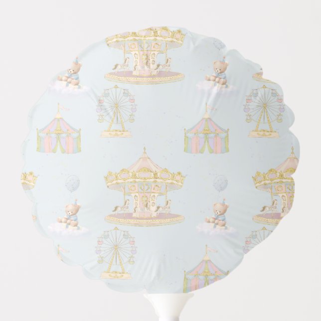 Whimsical Amusement Park Carousel Baby Shower Balloon (Front)