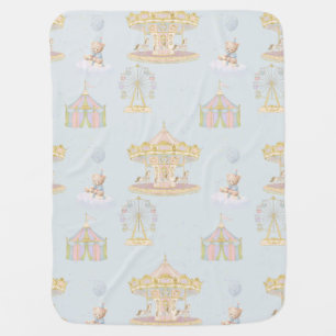 Whimsical Amusement Park Carousel Baby Shower Blanket