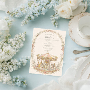 Whimsical Amusement Park Carousel Baby Shower Invitation
