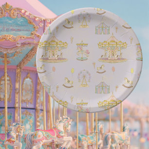 Whimsical Amusement Park Carousel Baby Shower Paper Plates