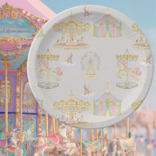 Whimsical Amusement Park Carousel Baby Shower Paper Plates