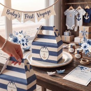 Whimsical Anchor Navy Blue Stripe Favor Box