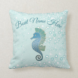 Whimsical and Adorable Seahorse Artwork Throw Pillow