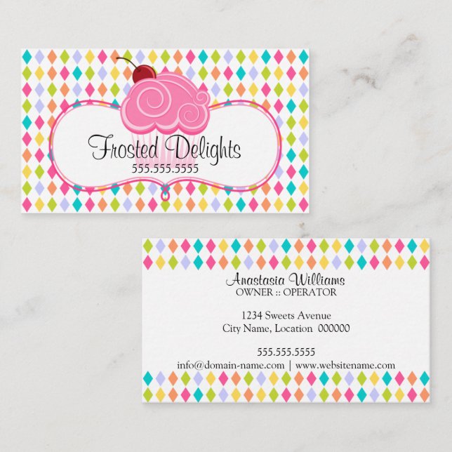 Whimsical and Colorful Bakery Business Card (Front/Back)