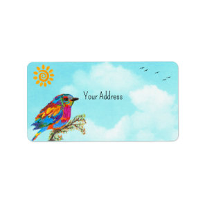 Whimsical and Colorful Bird Address Label