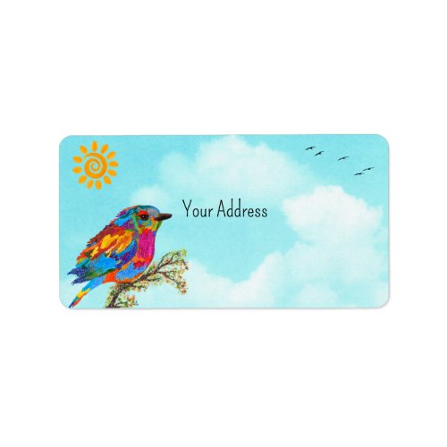 Whimsical and Colorful Bird Address Label