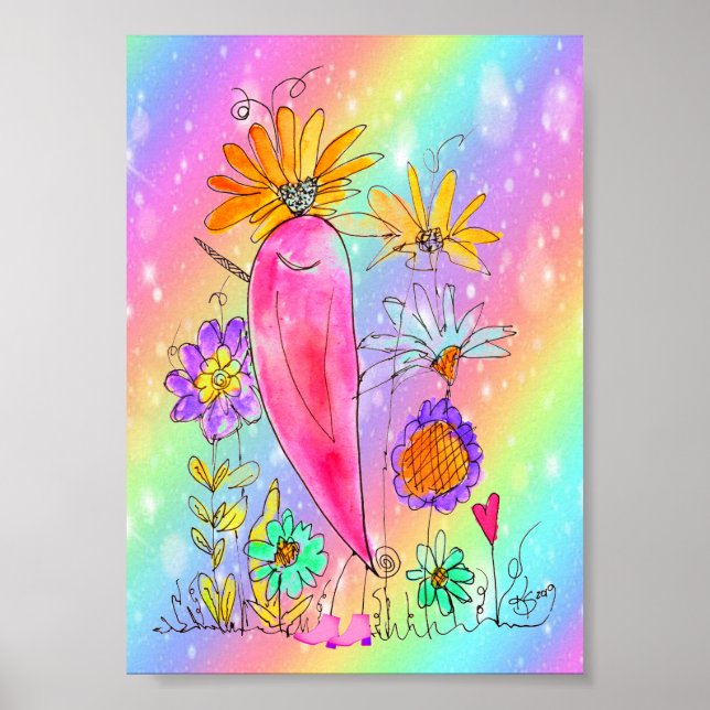 Whimsical and Colorful Birdie wearing Boots Poster (Front)