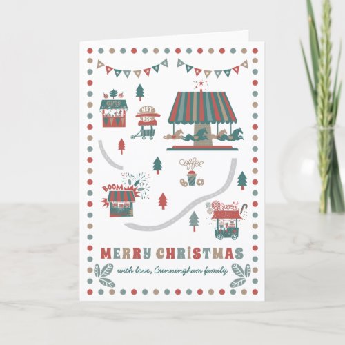 Whimsical and Colorful Christmas Fair Holiday Card