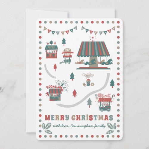 Whimsical and Colorful Christmas Fair Holiday Card