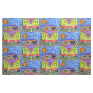 Whimsical and Colorful Dog and Cat Fabric