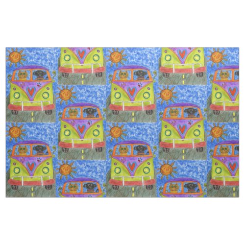 Whimsical and Colorful Dog and Cat Fabric