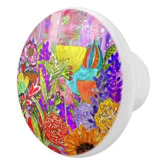 Whimsical and Colorful Flower Assortment Door Knob
