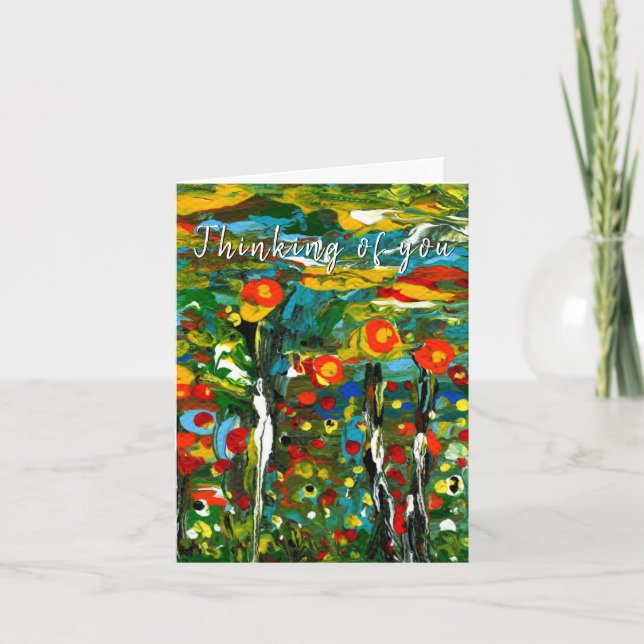 Whimsical and Colorful Flowers Greeting Card (Front)