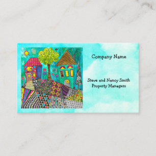 Whimsical and Colorful Home Sweet Home Business Ca Card