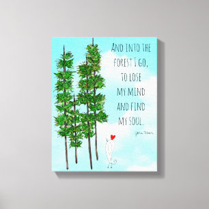 Whimsical and Colorful Pine Trees Wrapped Canvas