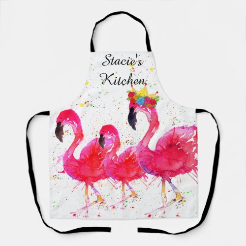 Whimsical and Colorful Pink Flamingo Apron