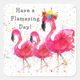 Whimsical and Colorful Pink Flamingo Stickers