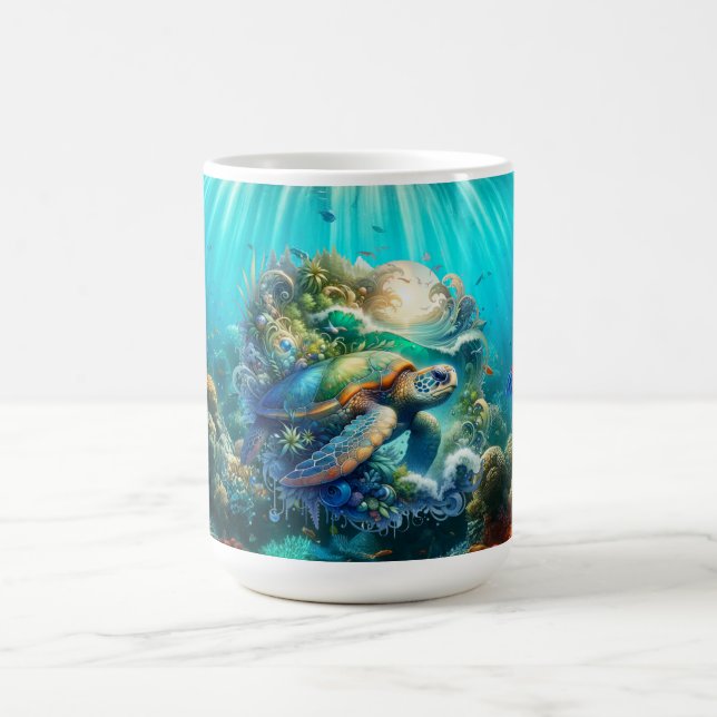 Whimsical and Colorful Sea Turtle Mug (Center)