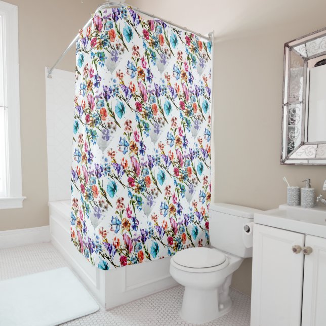 Whimsical and Colorful Shower Curtain (In Situ)