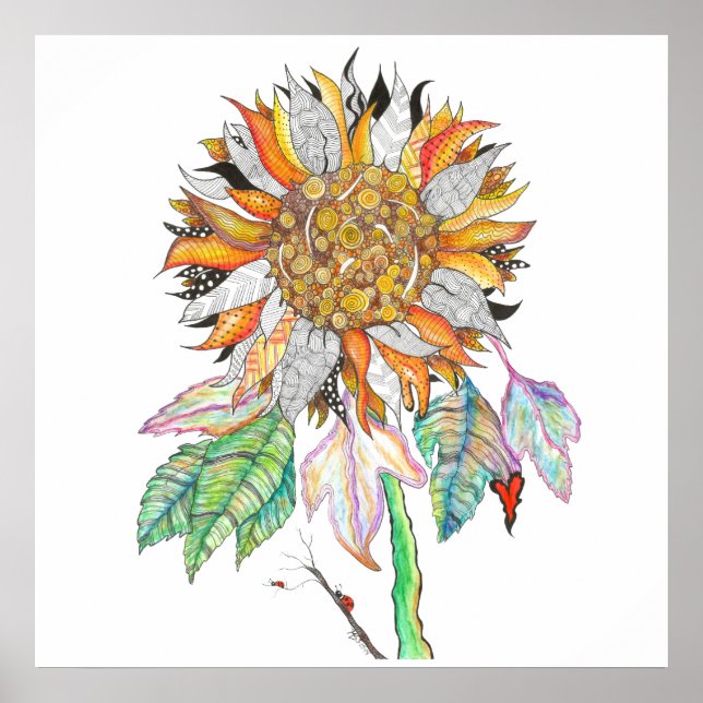 Whimsical and Colorful Sunflower Poster  (Front)