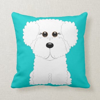 Whimsical And Cute Bichon Frise Throw Pillow by totallypainted at Zazzle