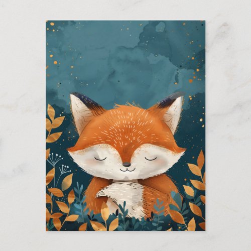 Whimsical and Cute Sleeping Red Fox Postcard