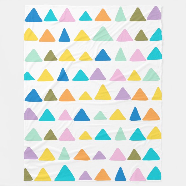 Whimsical and Cute Triangle Pattern | Colorful Fleece Blanket (Front)