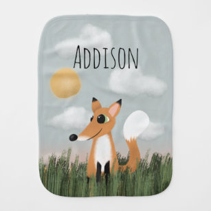 Whimsical and Cute Woodland Forest Fox Baby Burp Cloth