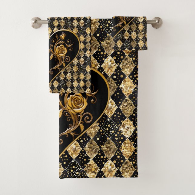 Whimsical and Elegant Goth  Bath Towel Set (Insitu)