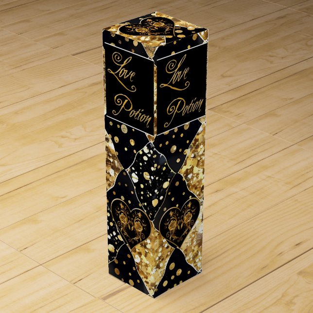Whimsical and Elegant Goth Love Potion Wine Box (Front)
