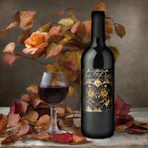 Whimsical and Elegant Goth Love Potion Wine Wine Label