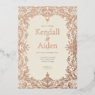 Whimsical and Elegant Rose Gold Foil Wedding Invitation