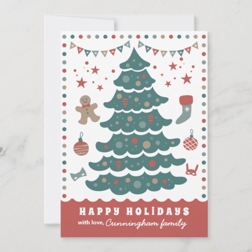 Whimsical and Fun Christmas Pine Tree Holiday Card