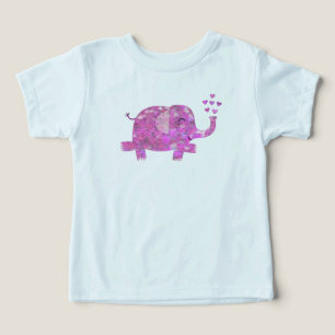 Whimsical and Fun Pink Elephant Blowing Hearts Toddler T-shirt