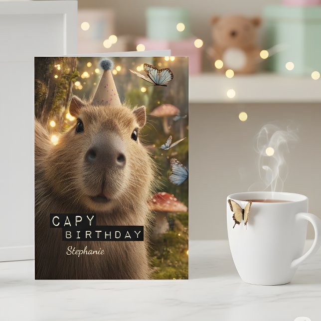 Whimsical and Funny Capybara Birthday Card (Send the most charming birthday wishes with this whimsical capybara card.)