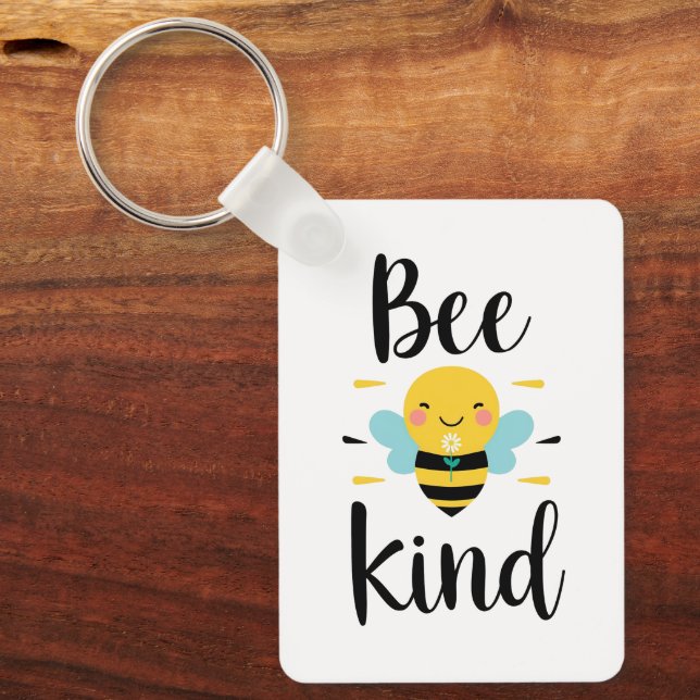 Whimsical and Kind Bee Illustration Keychain (Front)