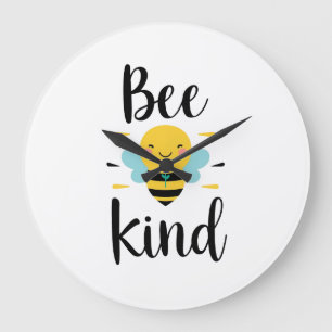 Whimsical and Kind Bee Illustration Large Clock