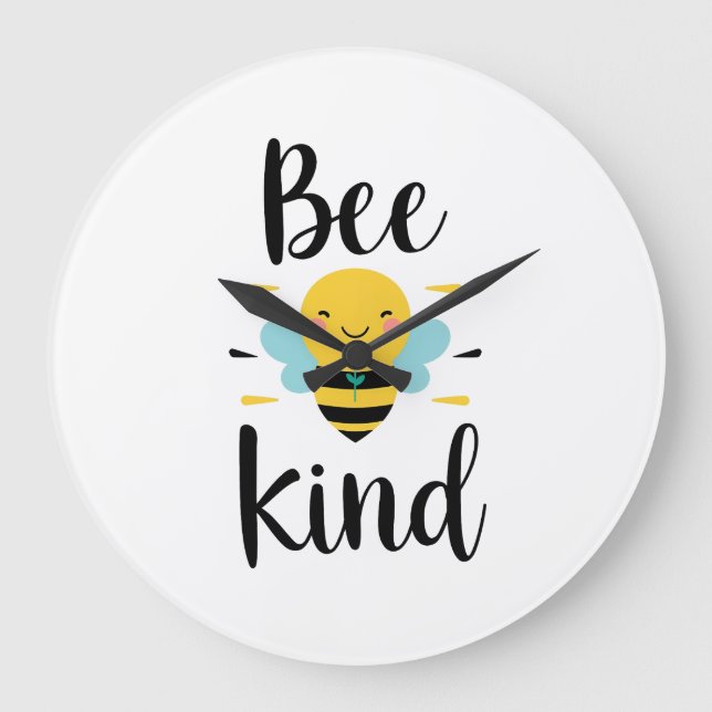 Whimsical and Kind Bee Illustration Large Clock (Front)