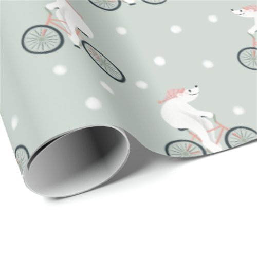 Whimsical and Modern Mint Green Winter Polar Bear Wrapping Paper