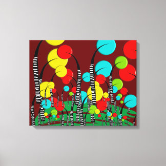 Whimsical and Quirky Tree Art Magical Forrest Red Canvas Print