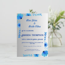 Whimsical and Sweet Blue Bridal Shower Invitation