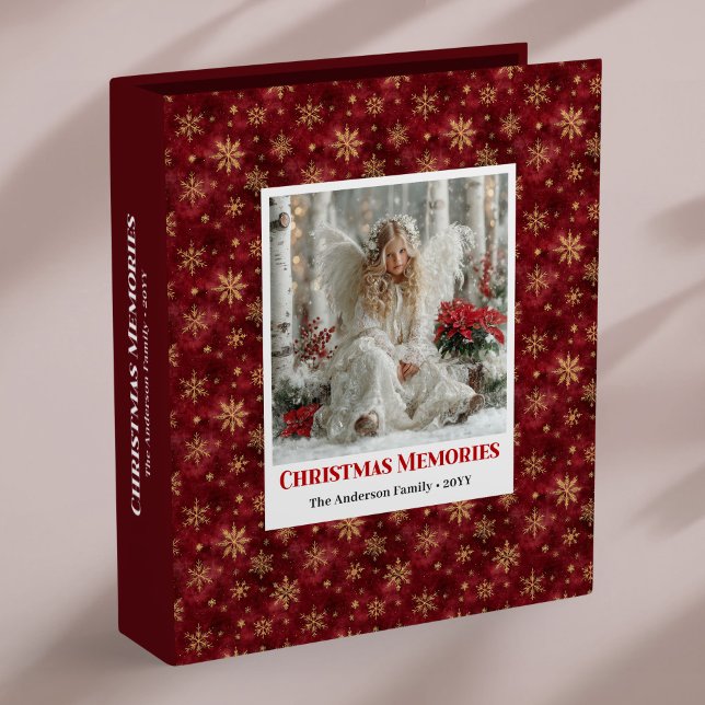 Whimsical Angel Poinsettia Red Gold Personalized  3 Ring Binder (Whimsical Angel Poinsettia Red Gold Personalized Memory Album

)