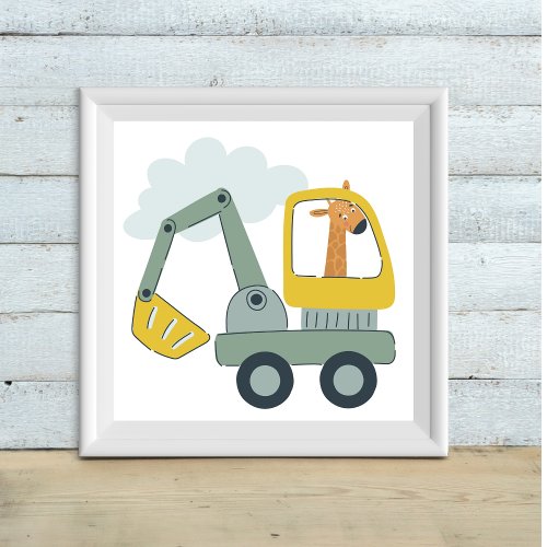 whimsical animal backhoe Poster