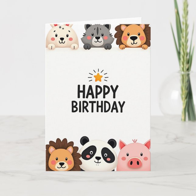 Whimsical Animal Birthday Card (Front)