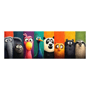Whimsical Animal Friends Color Poster Description