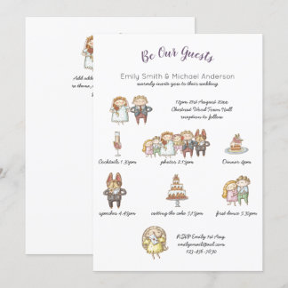 Whimsical Animal Timeline Wedding Invitations