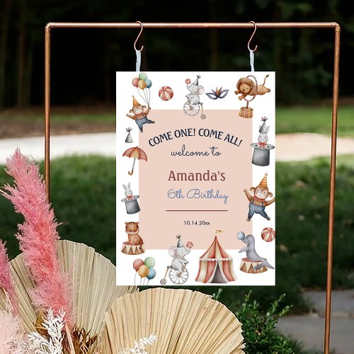 Whimsical Animals Circus Birthday Party Welcome Foam Board