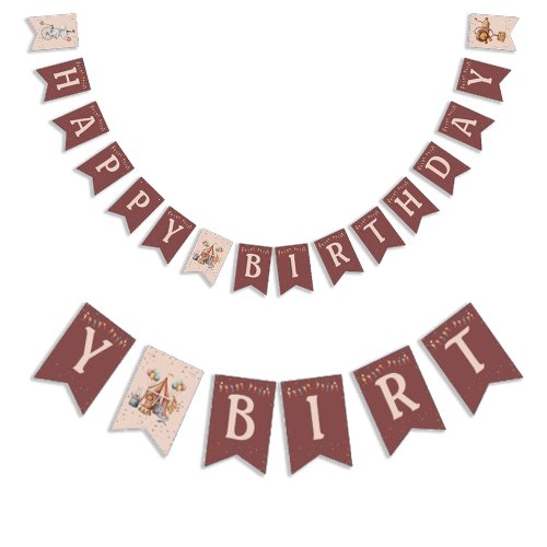 Whimsical Animals Circus Kids Birthday Party Bunting Flags