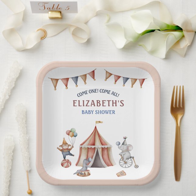 Whimsical Animals Circus Party Baby Shower Paper Plates (Wedding)